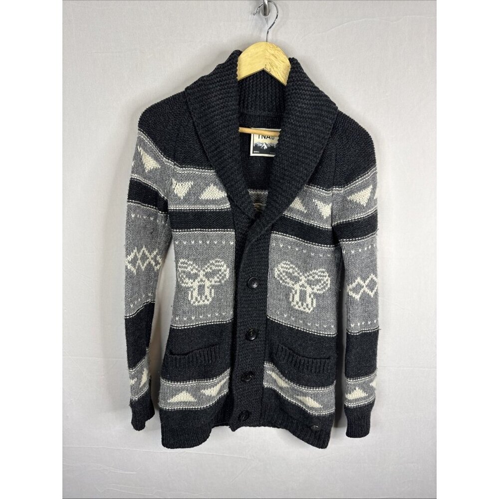 TNA Northwest Coast Lambswool Cardigan Small Cowichan Style Shawl‎ Collar